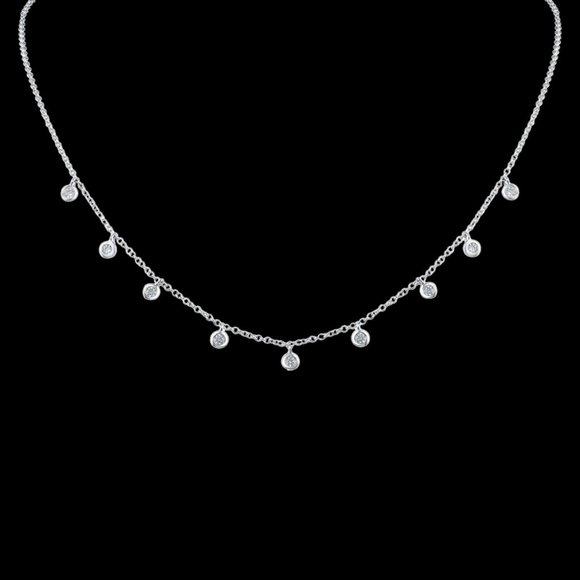 NWT CZ BY KENNETH JAY LANE 1 CTTW Round Bezel 9-Dangle Necklace - Picture 1 of 2